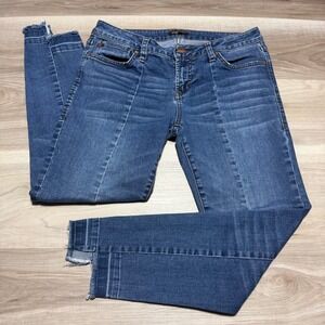 Dear John Skinny Jeans Womens 28 Blue Seam Detail Raw Step Hem‎  Denim